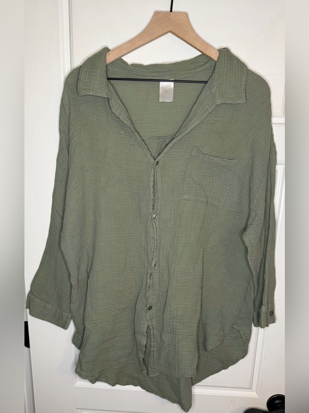 Kona Sol Olive Green Casual Button-Down Shirt